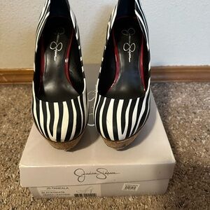 Jessica Simpson Tamala Zebra Leather Heels